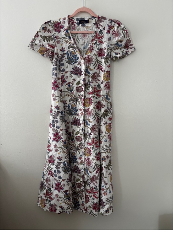 Polo Ralph Lauren Dresses & Skirts - Polo Ralph Lauren 100% Linen Midi Length Floral Dress V-Neck Short Sleeve Size 8